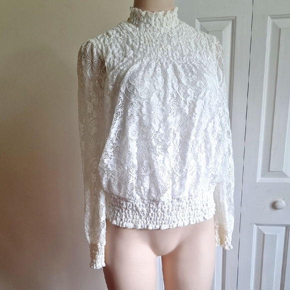 Adiva White Lace Blouse Size M - Picture 1 of 8
